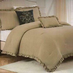 Olivia Gray Portland Ruffled Comforter Taupe 5 PC